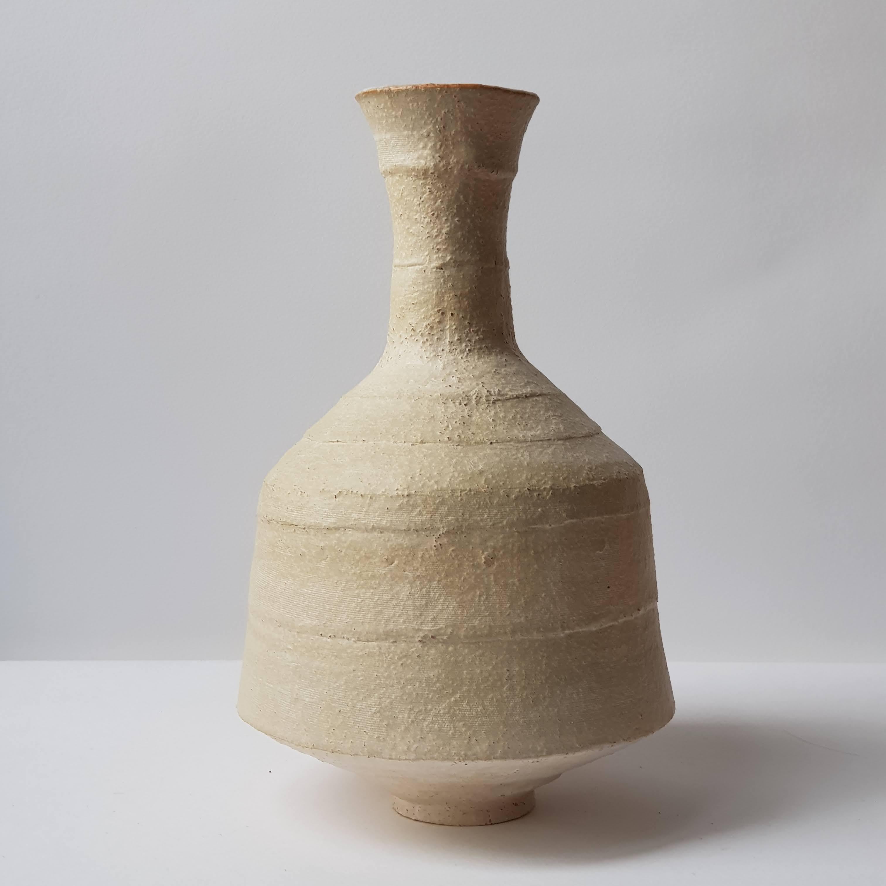 Contemporary Beige Stoneware Lekythos Vase by Elena Vasilantonaki For Sale
