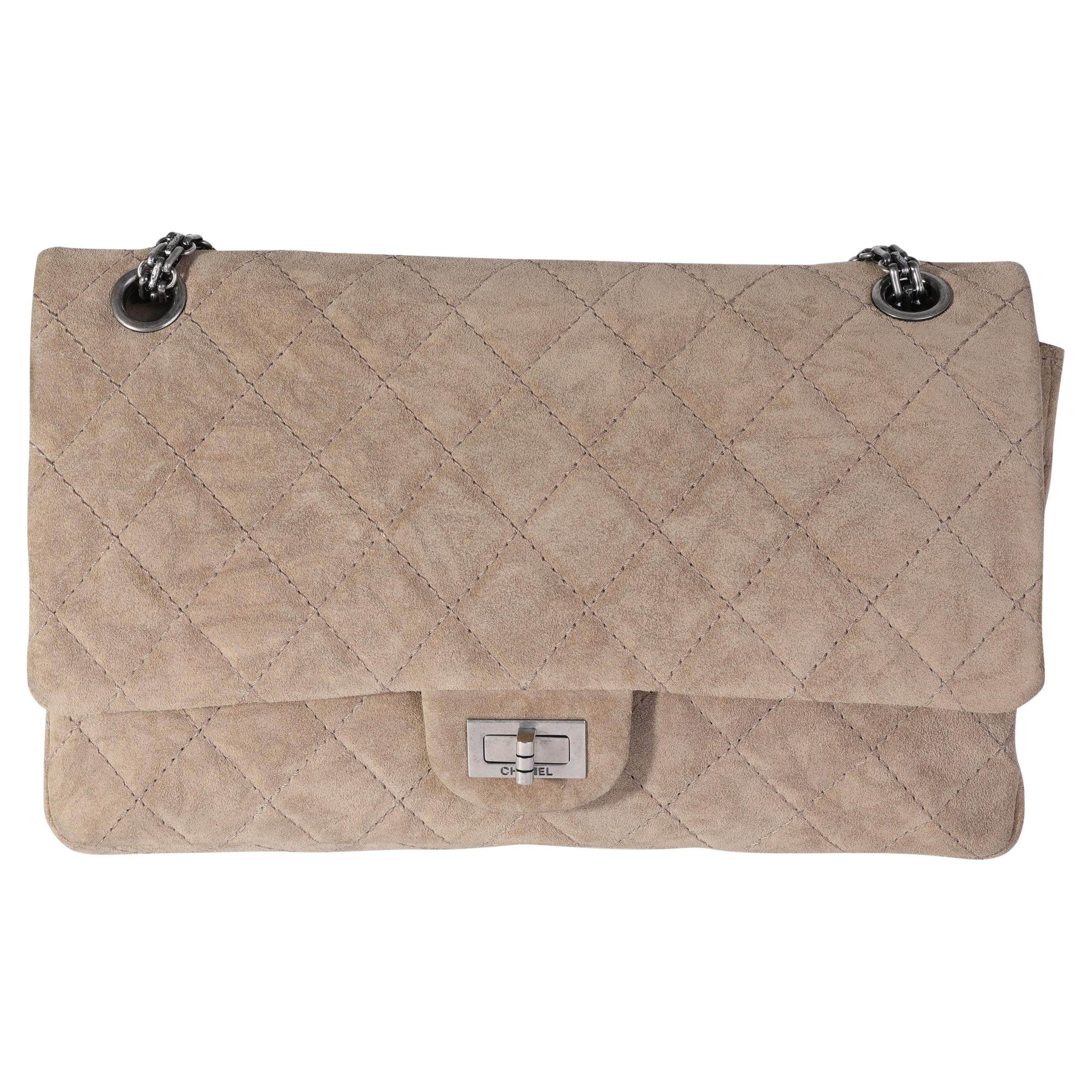 Beige Suede Calfskin 2.55 Reissue 226 Double Flap Bag For Sale at 1stDibs