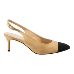 Beige Suede CC Logo Slingback Sandals Size FR 37.5