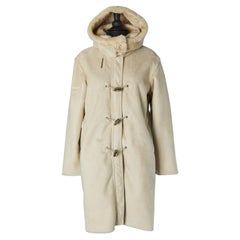 Beige Suedine duffle-coat with hood and Faux-fur inside DOROTENNIS