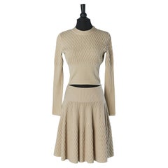 Maglione e gonna jacquard beige ALAIA
