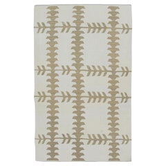 Beige & Tan Modern Flatweave Handmade Wool Rug 2'11" X 4'9"