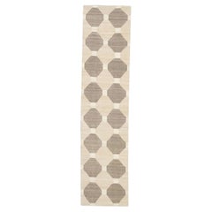 Beige & Taupe Flatweave Handmade Wool Runner 3' x 12'5"