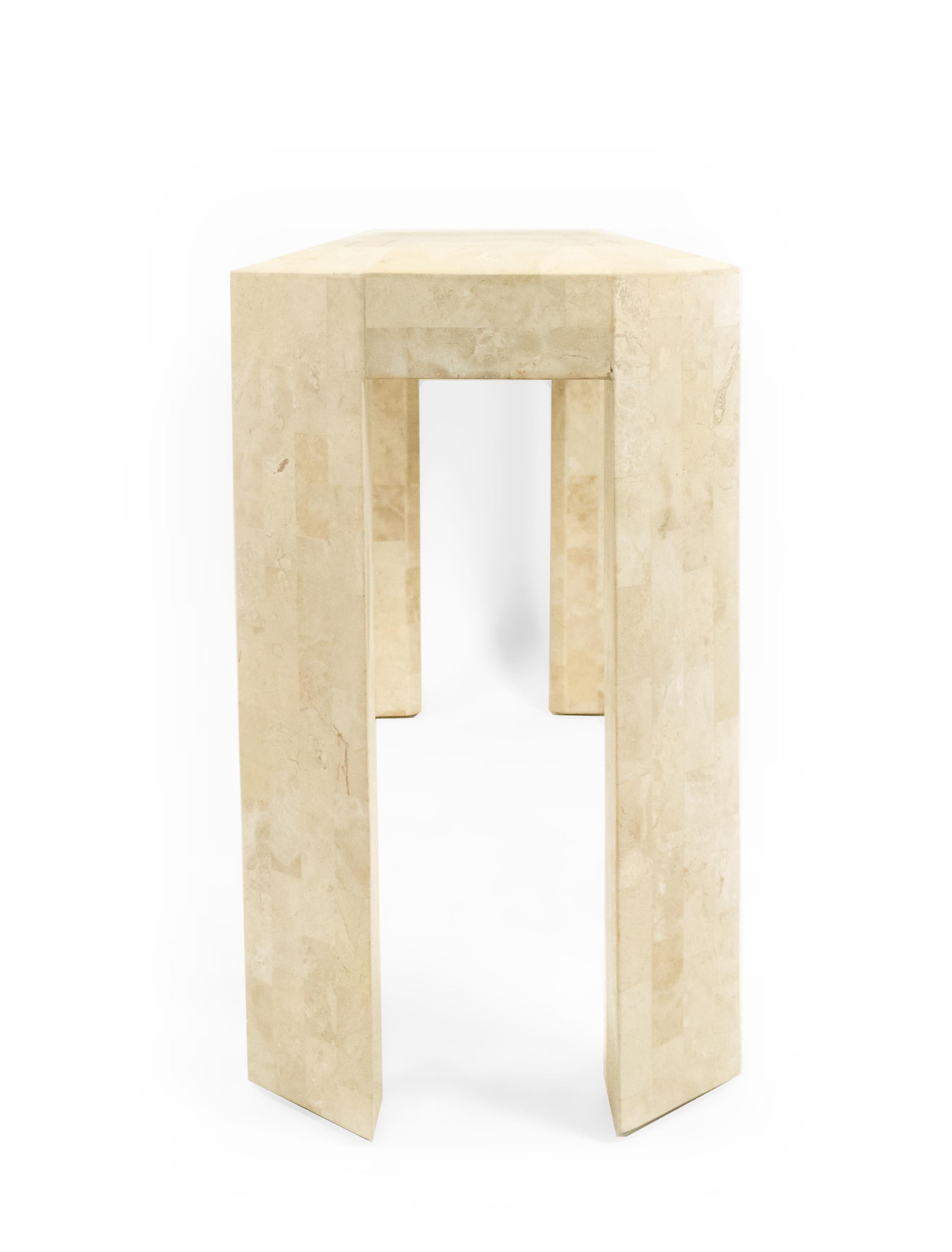Beige Tessellated Hardstone Console Table In Good Condition For Sale In New York, NY