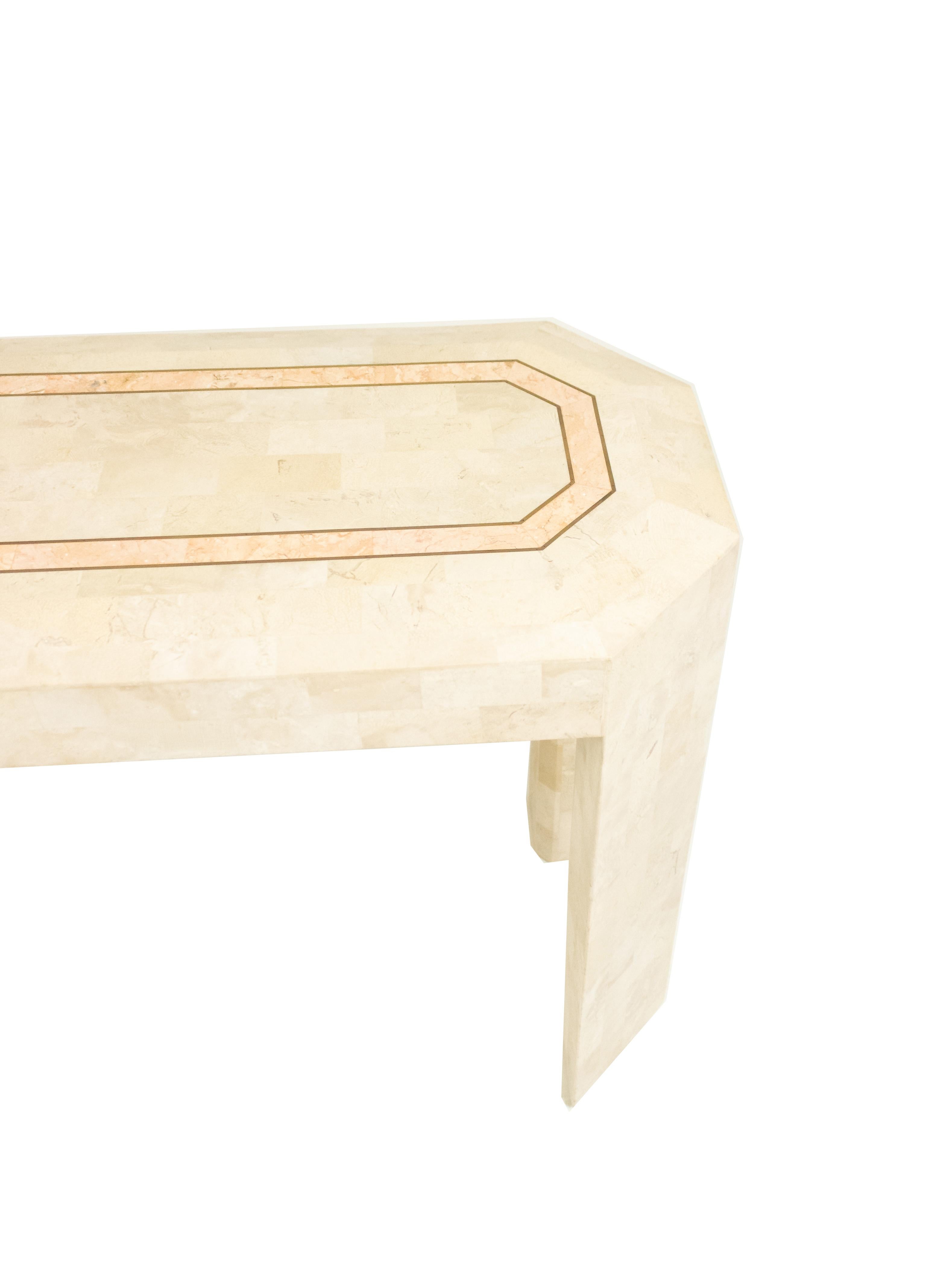 Beige Tessellated Hardstone Console Table For Sale 2