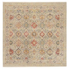 Beige THE SUNSET ROSETTES Alfombra anudada a mano de lana y seda de colores suaves 8'0" x 8'1