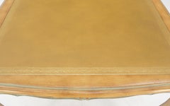 Beige to Off White Wash Finish Leather Top French Provincial Square Game Table