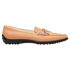 Beige Tod's Leather Driving Loafers Size 37