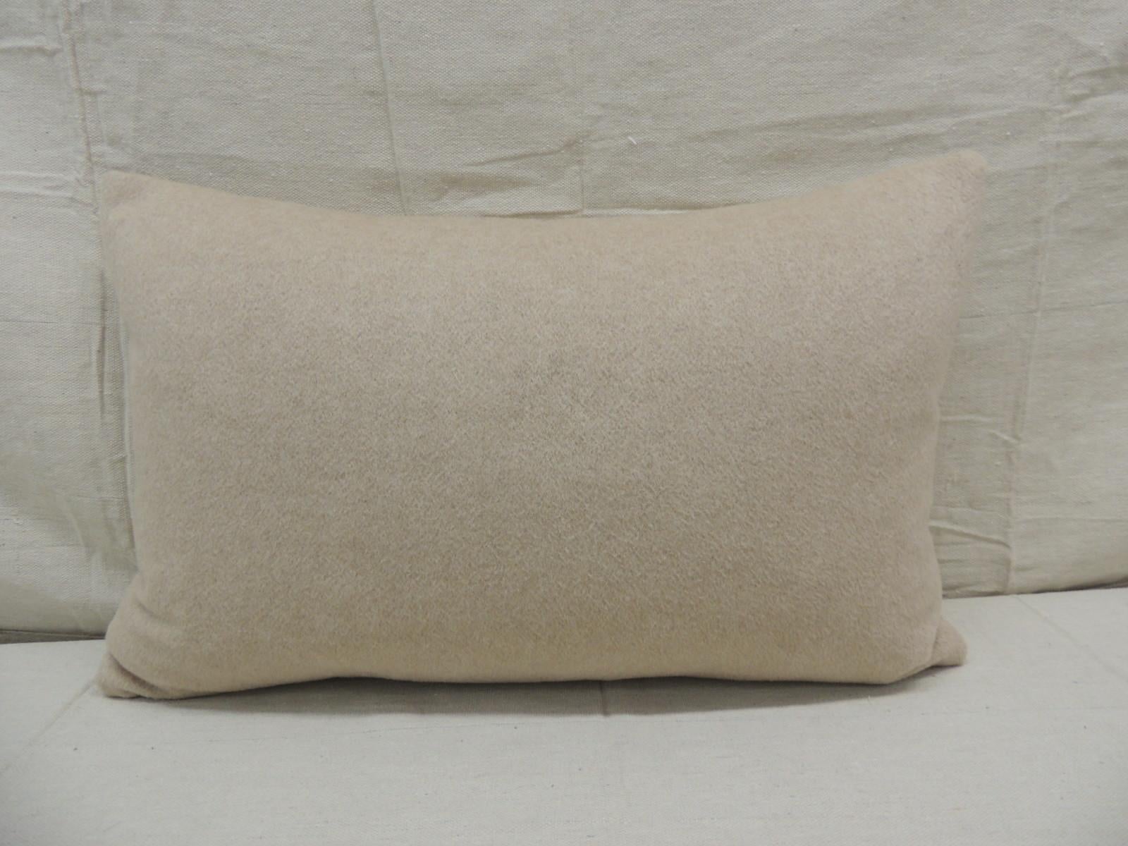 Italian Beige Tone-on-tone Loro Piana Cashmere Decorative Lumbar Pillow