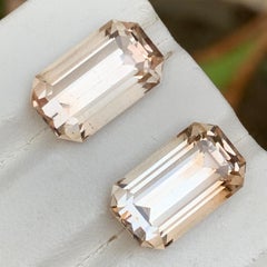 Topazio beige 24,95 Gemme sciolte Nature Coppia Taglio Smeraldo per Orecchini