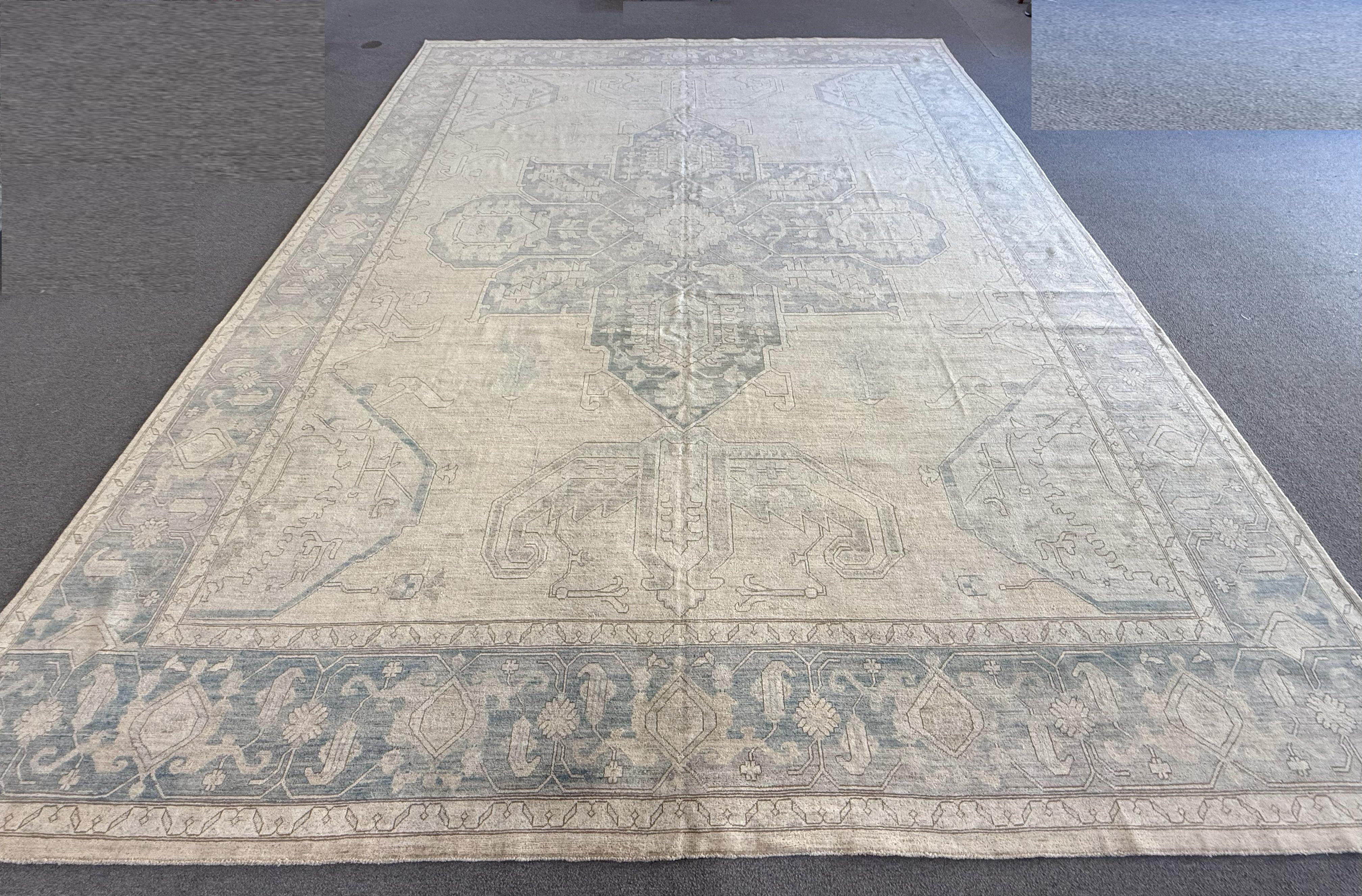 Beige Traditional Design with Center Medallion Pakistani Area Rug For Sale 1