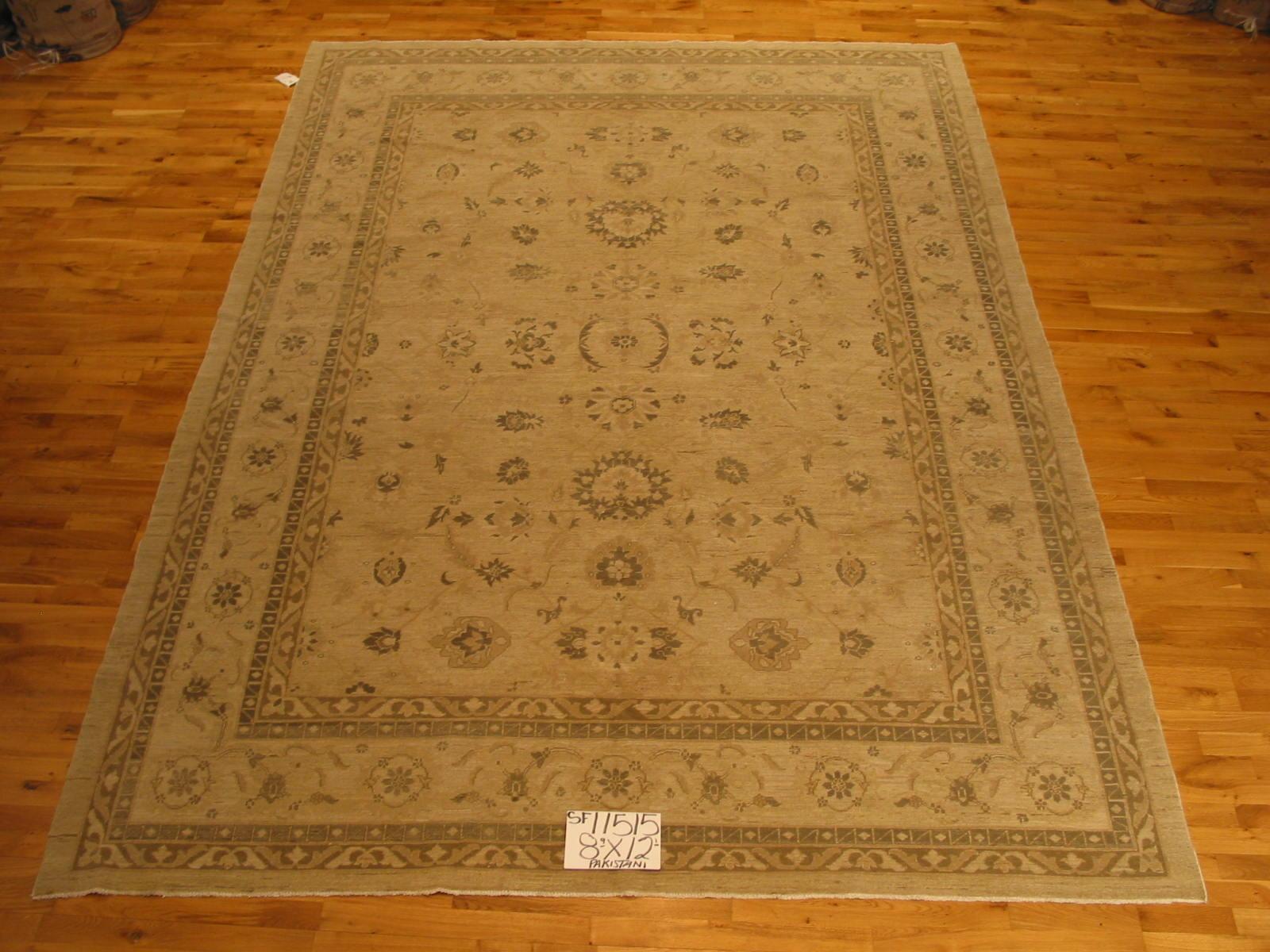 Neutral beige, tan and taupe tones make this elegant traditional style area rug one of the most versatile rugs you'll find. Hand knotted wool also makes it one of the most durable. Great for the living room or bedroom. Made in Pakistan using vegetal