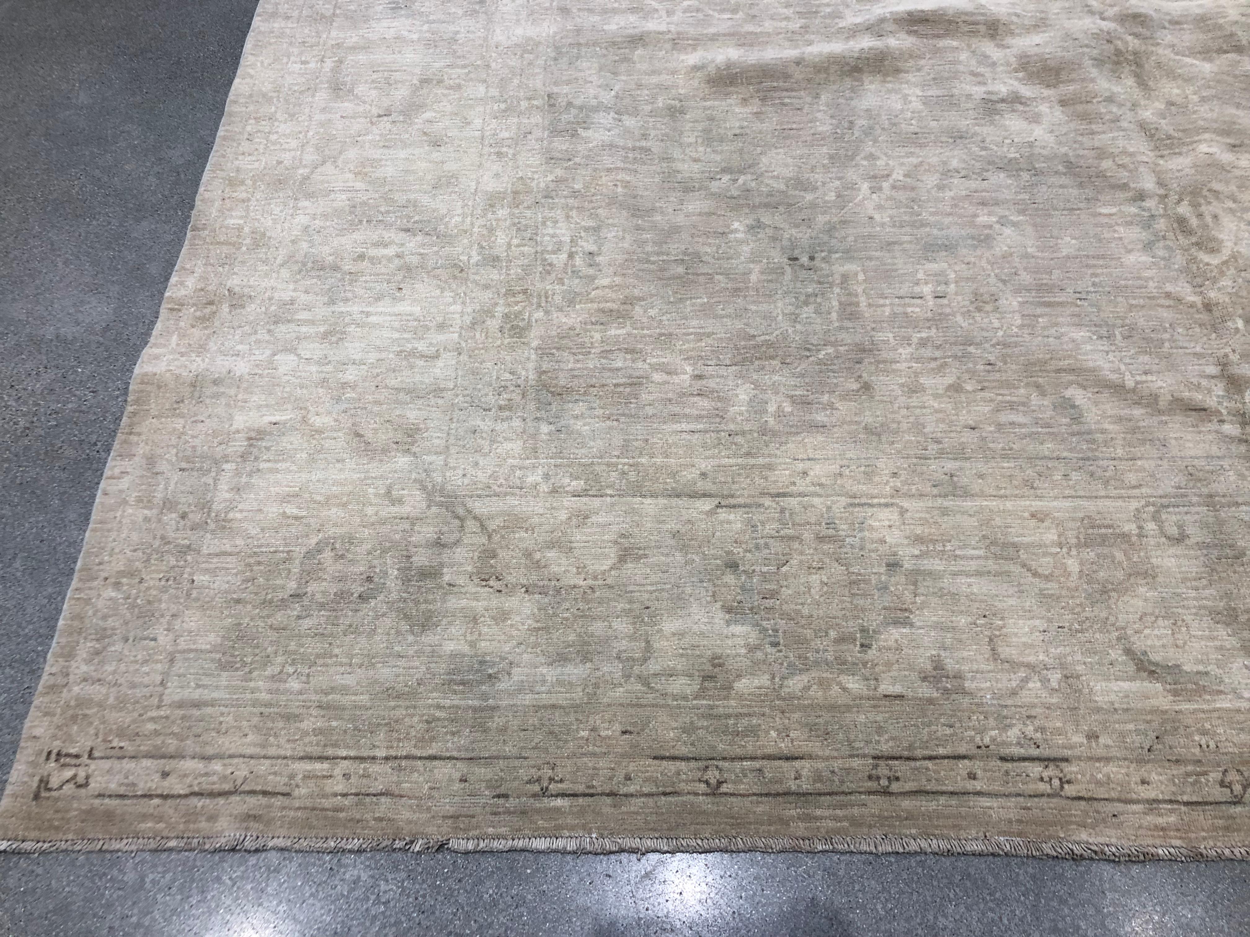 Beige Traditional Style Wool Area Rug For Sale 2