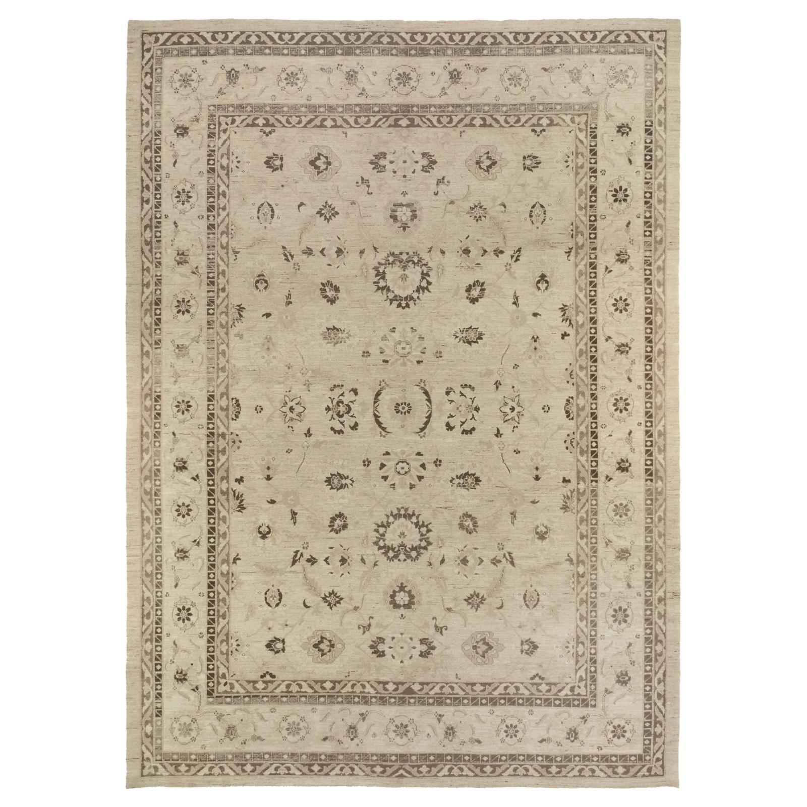 Beige Traditional Style Wool Area Rug