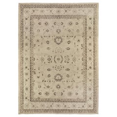 Beige Traditional Style Wool Area Rug