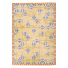 Tappeto di lana oversize beige dal design transitorio fatto a mano