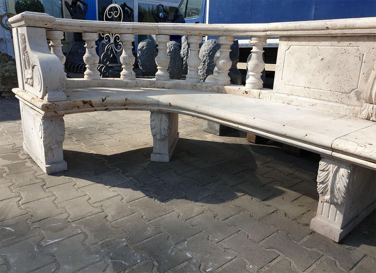 Beige travertine giant garden bench Baroque style, contemporary replica
A giant garden bench, made entirely of beautiful beige travertine, with meticulous attention to historical details that have been recreated down to the smallest detail.
Despite