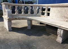 Beige Travertine Giant Garden Bench Baroque Style