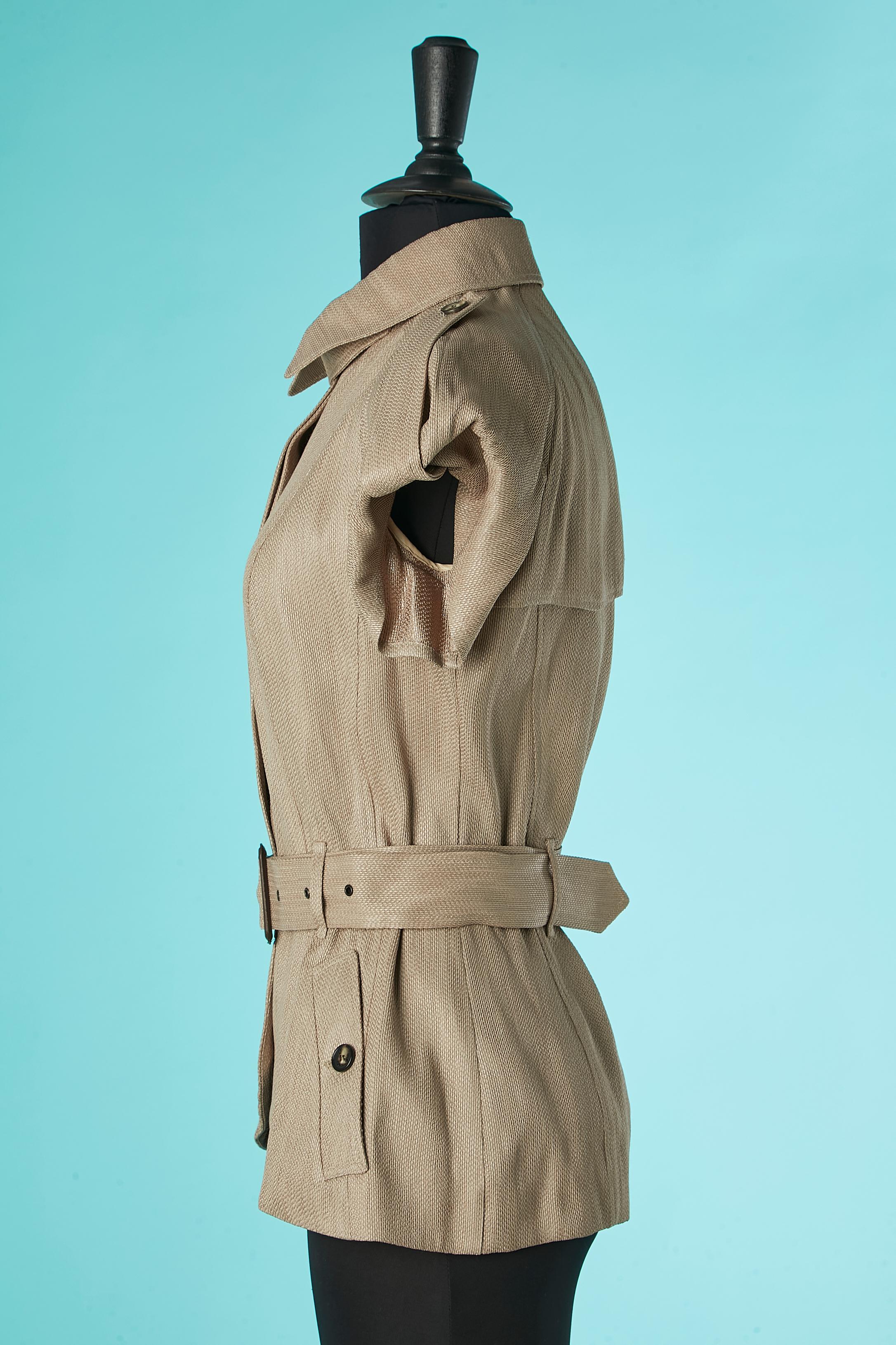 Beige trench-coat jacket with short sleeve and belt John Galliano  For Sale 2