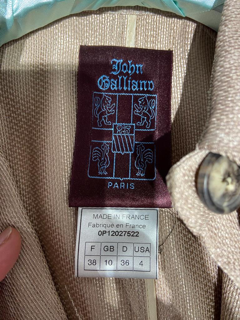 Beige trench-coat jacket with short sleeve and belt John Galliano  For Sale 4