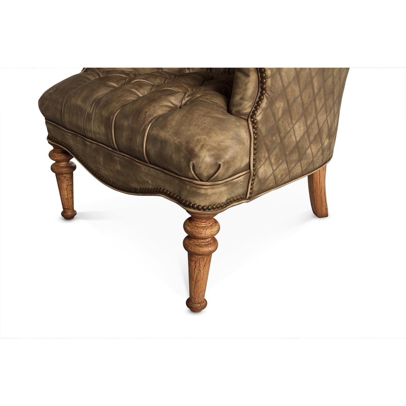 Contemporary Beige Tufted Armchair For Sale
