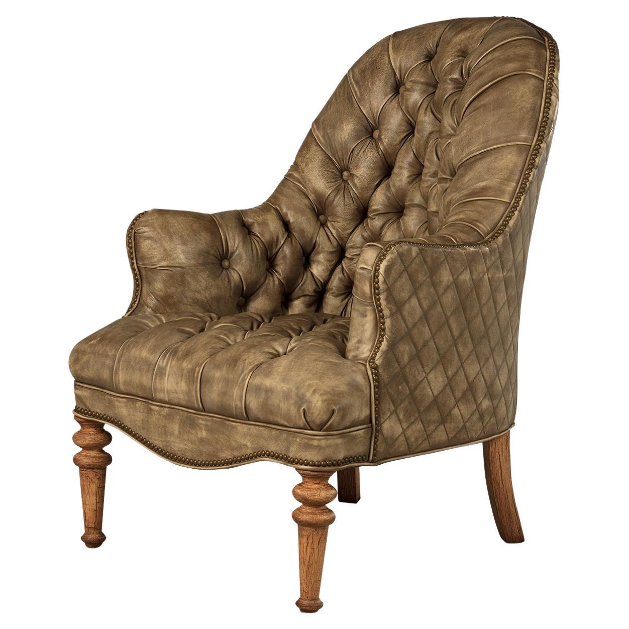 Beige Tufted Armchair For Sale
