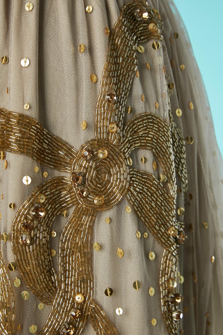 Beige tulle cocktail dress with beads and sequin embroideries Red Valentino  For Sale at 1stDibs