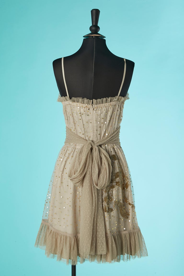 Beige tulle cocktail dress with beads and sequin embroideries Red Valentino For Sale at 1stDibs Beige tulle cocktail dress with beads and sequin embroideries Red Valentino For Sale at 1stDibs