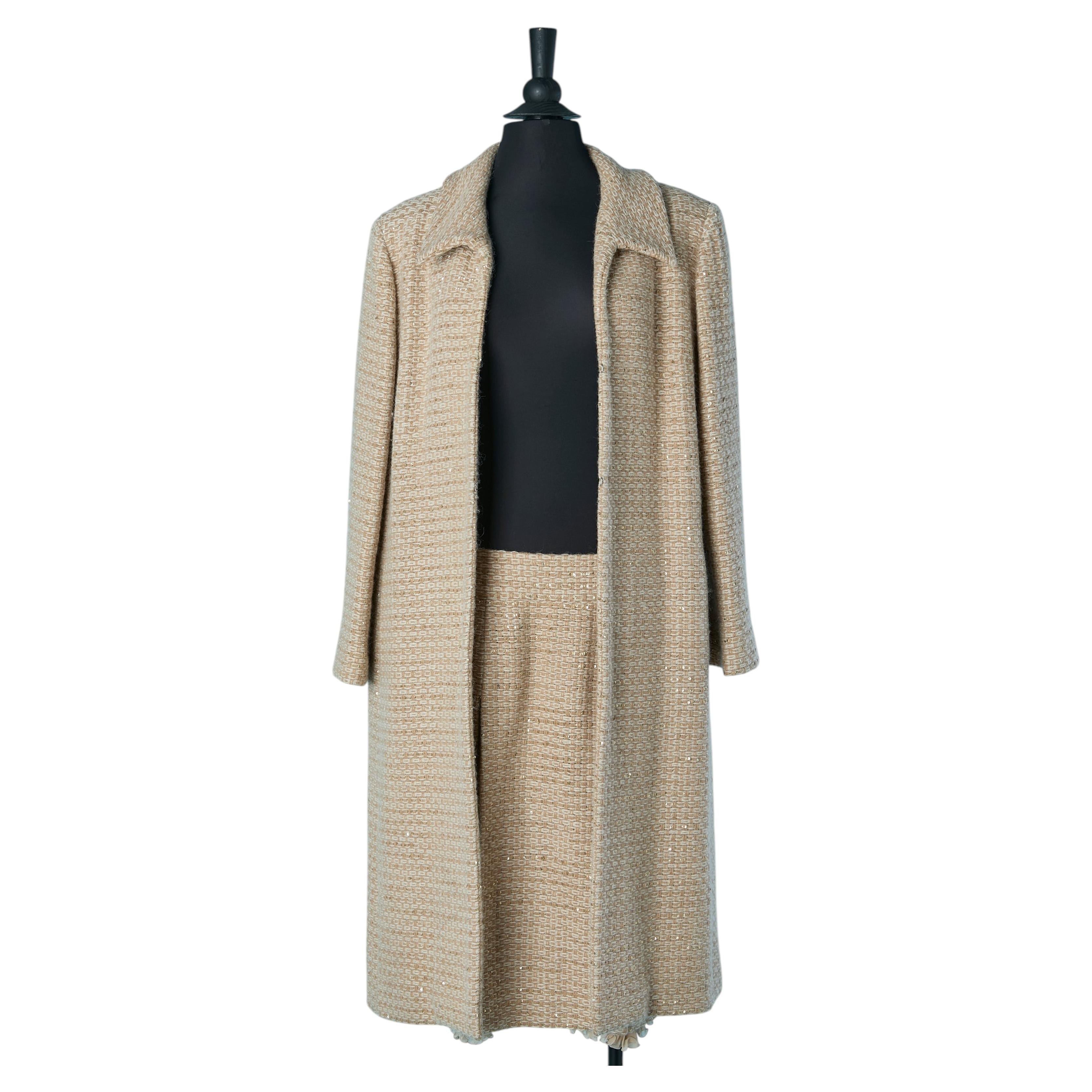 Ensemble cappotto e gonna in tweed beige Chanel