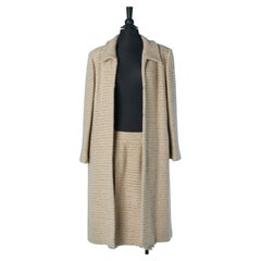 Ensemble manteau et jupe en tweed beige CHANEL