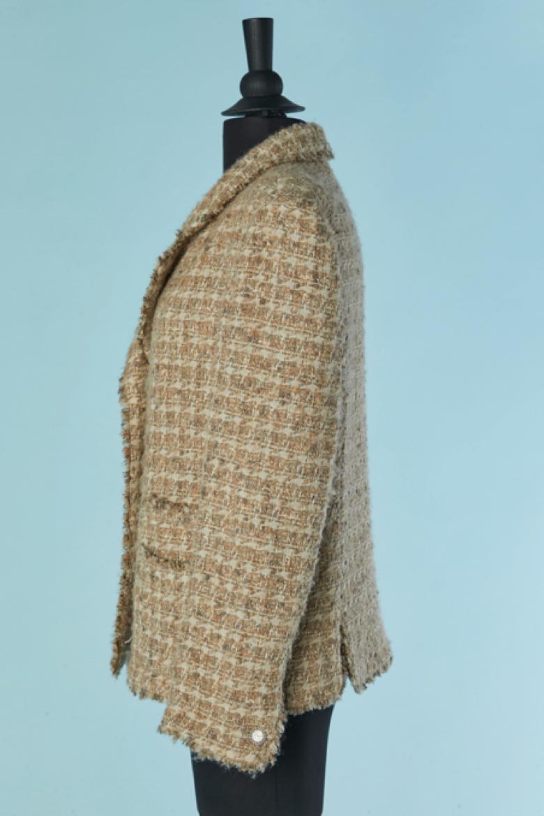 Chaqueta de tweed beige CHANEL en venta 1