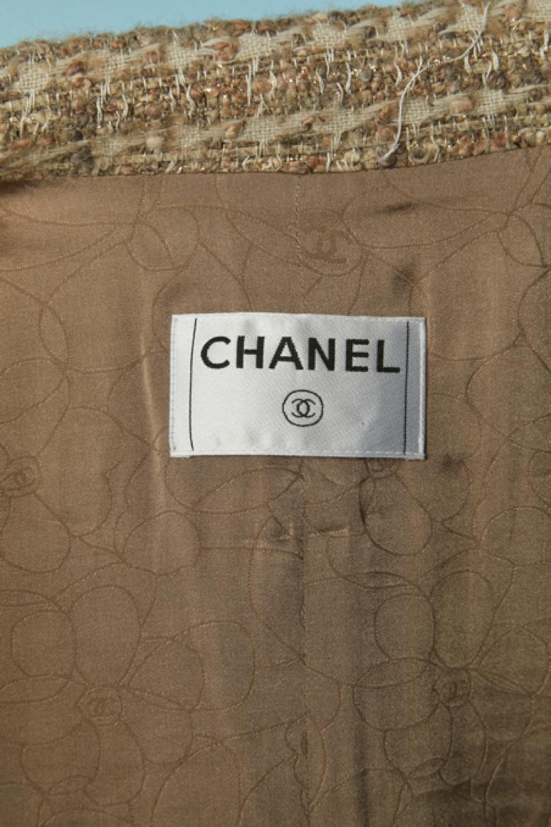 Chaqueta de tweed beige CHANEL en venta 4