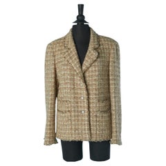 Giacca monopetto in tweed beige Chanel