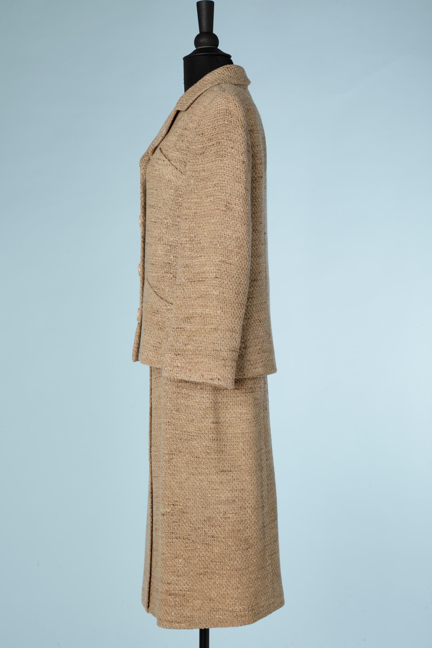 Women's Beige tweed skirt -suit with silk ivory lining Balenciaga  For Sale