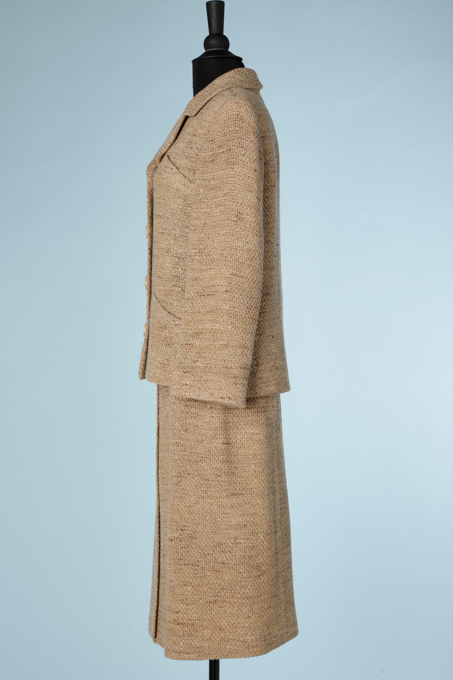 Women's Beige tweed skirt -suit with silk ivory lining Balenciaga