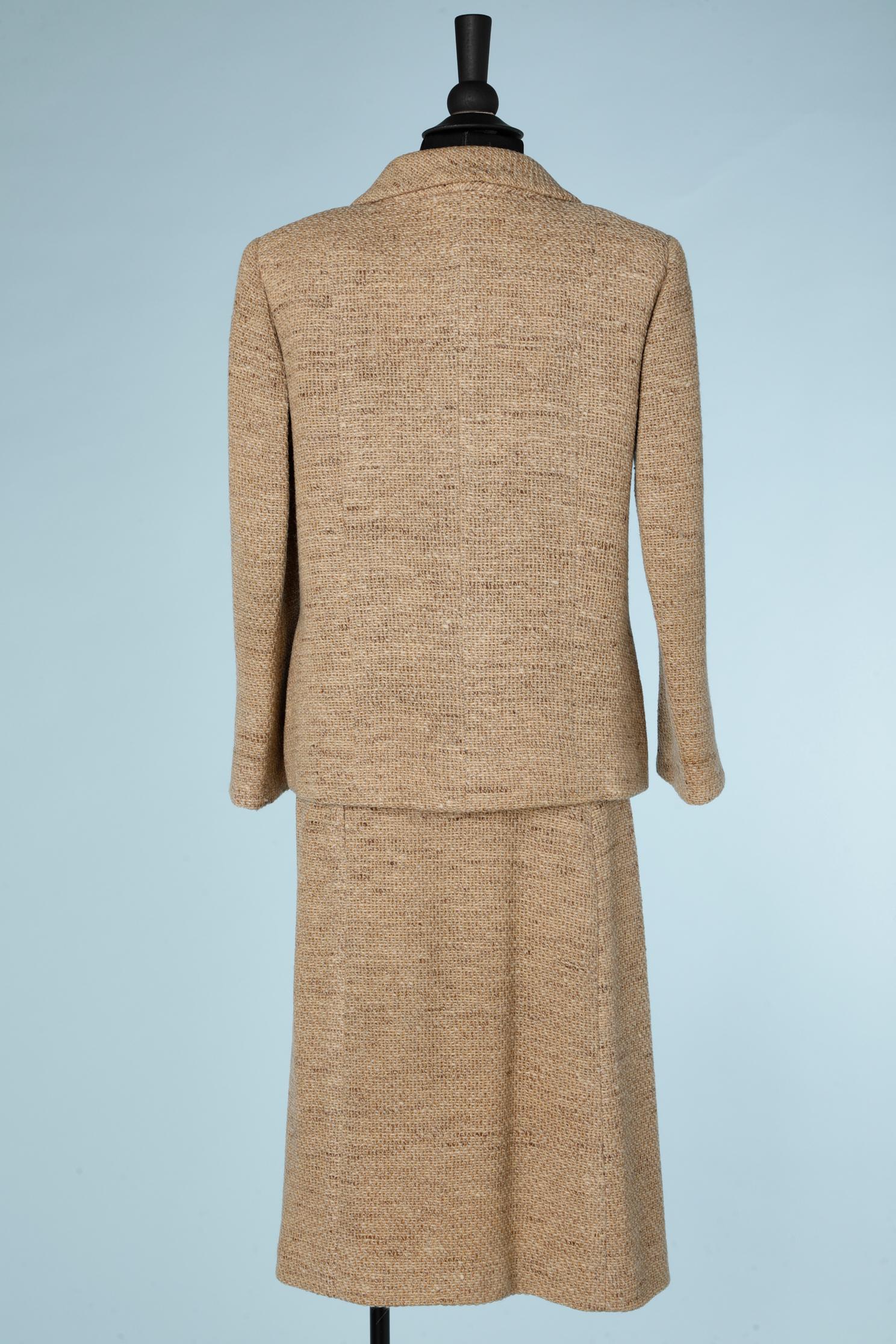 Beige tweed skirt -suit with silk ivory lining Balenciaga  For Sale 1