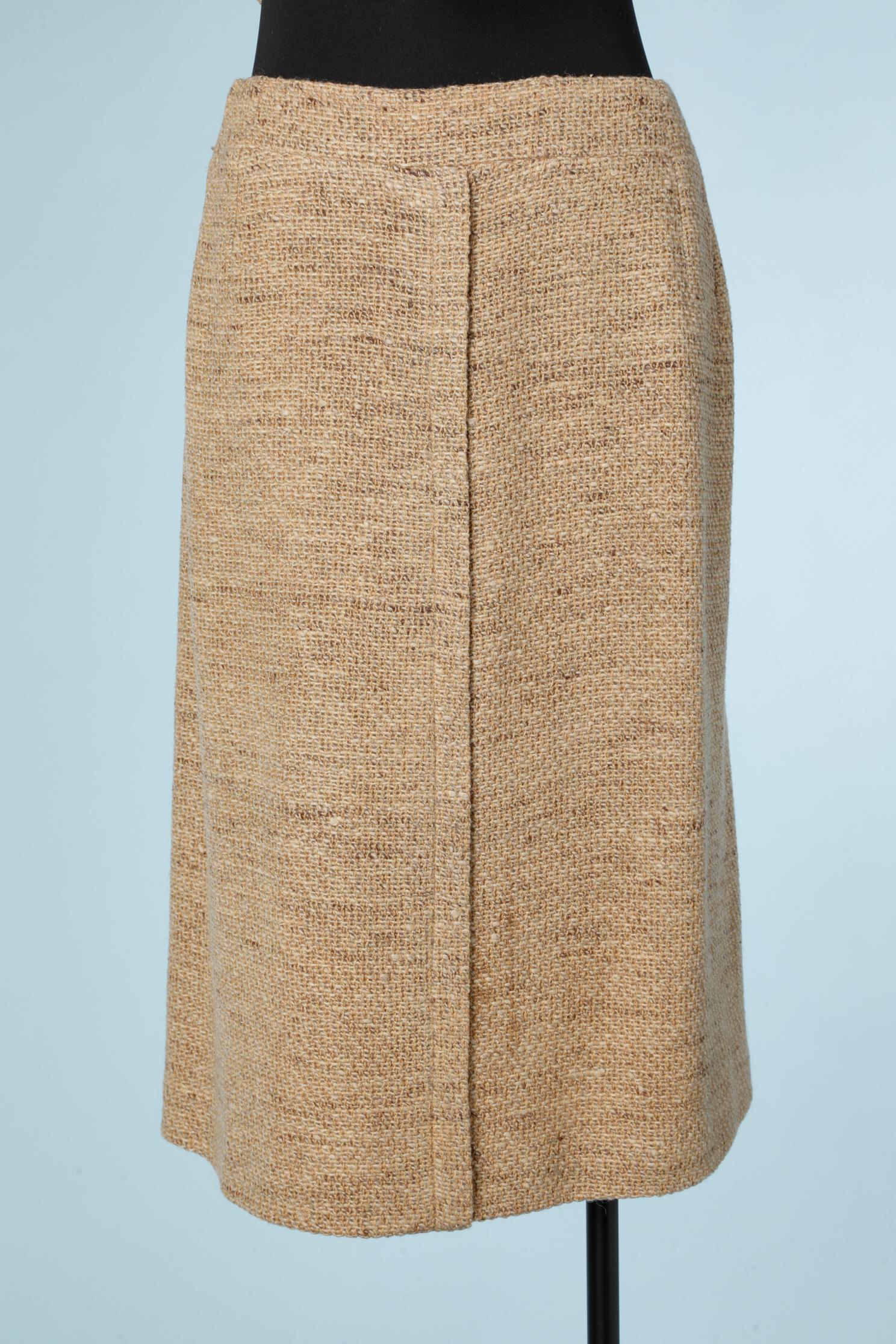 Beige tweed skirt -suit with silk ivory lining Balenciaga  For Sale 2