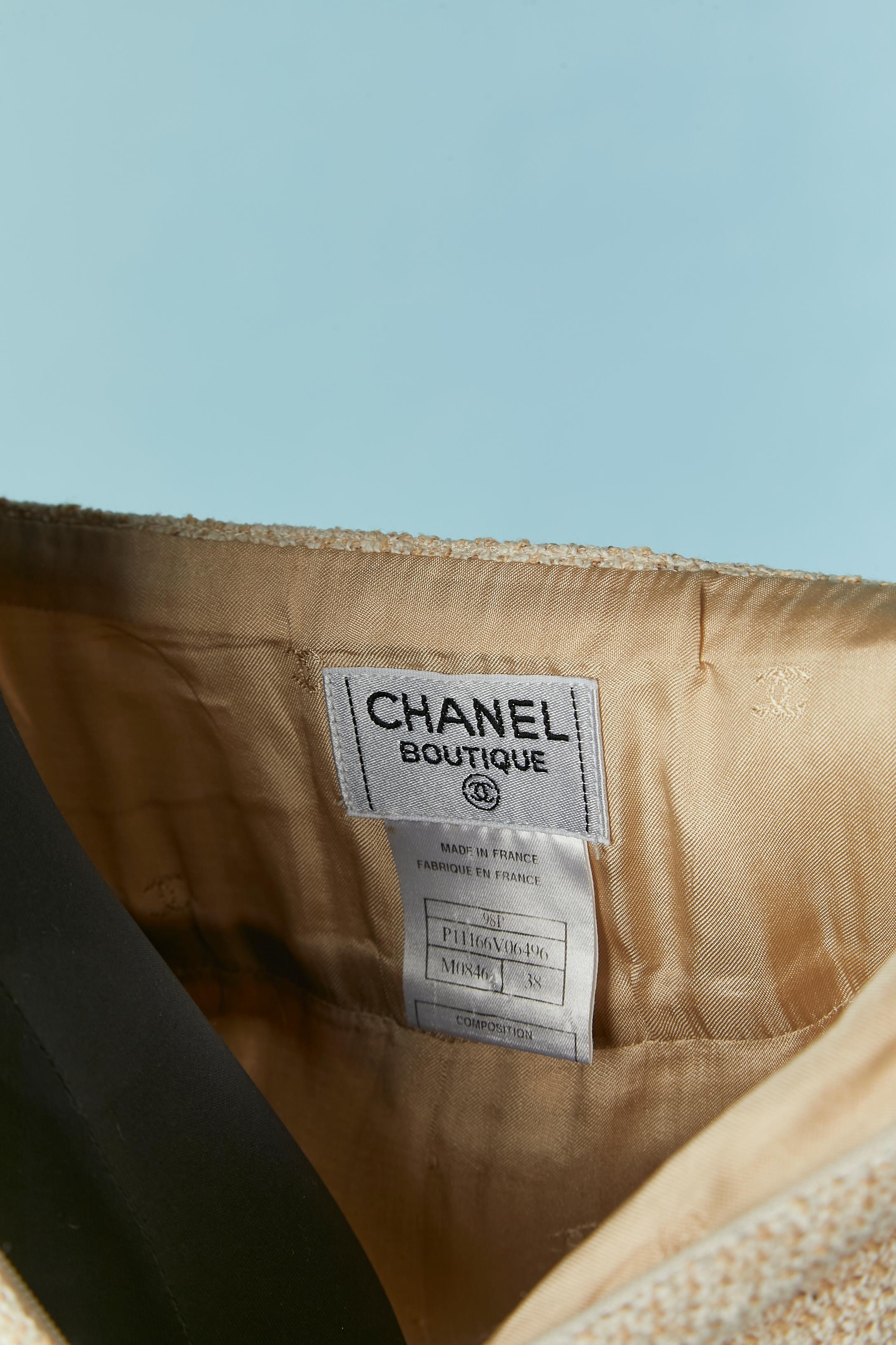 Beige tweed straight skirt CHANEL BOUTIQUE For Sale 1
