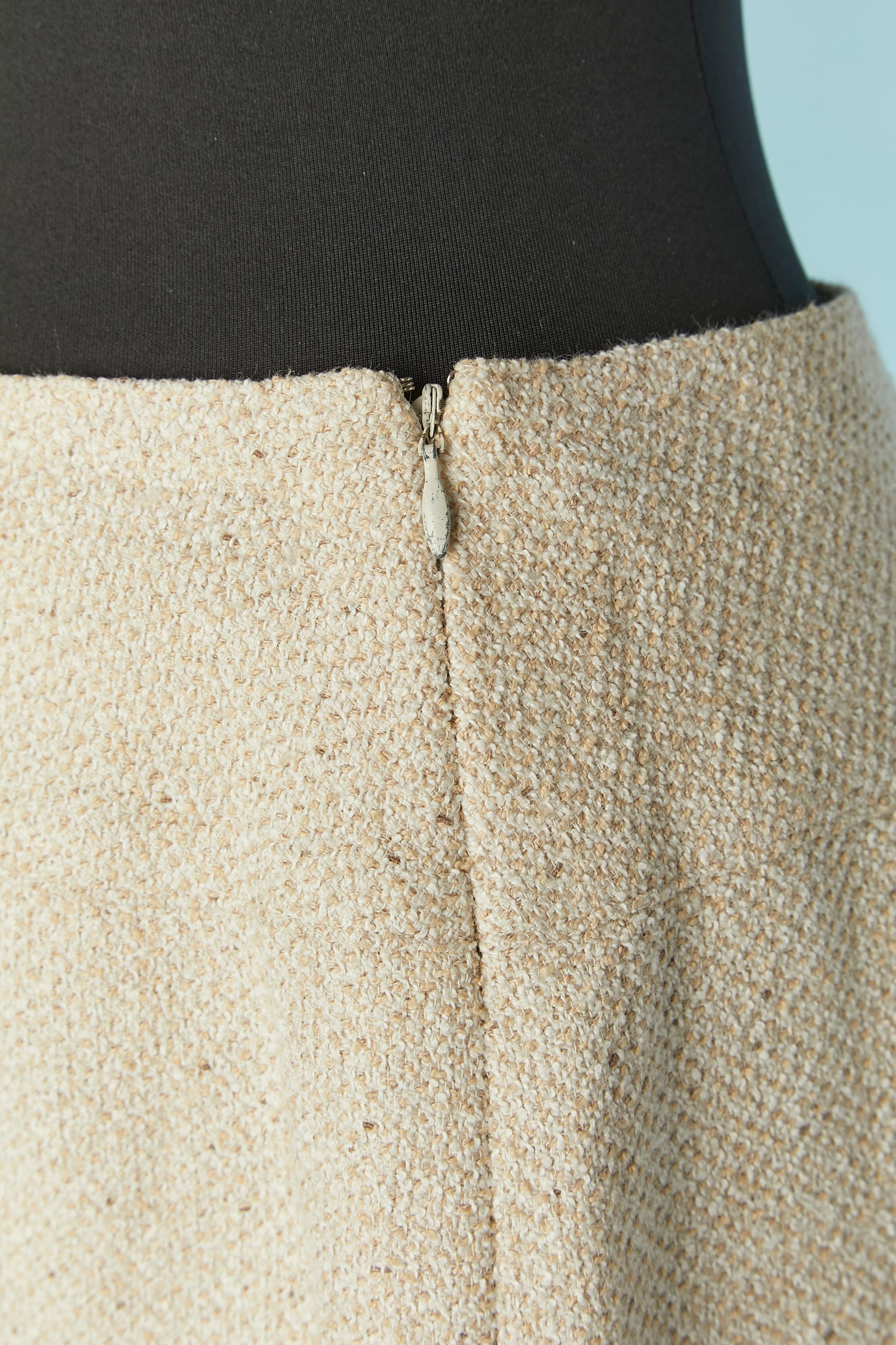 Beige tweed straight skirt CHANEL BOUTIQUE For Sale 2