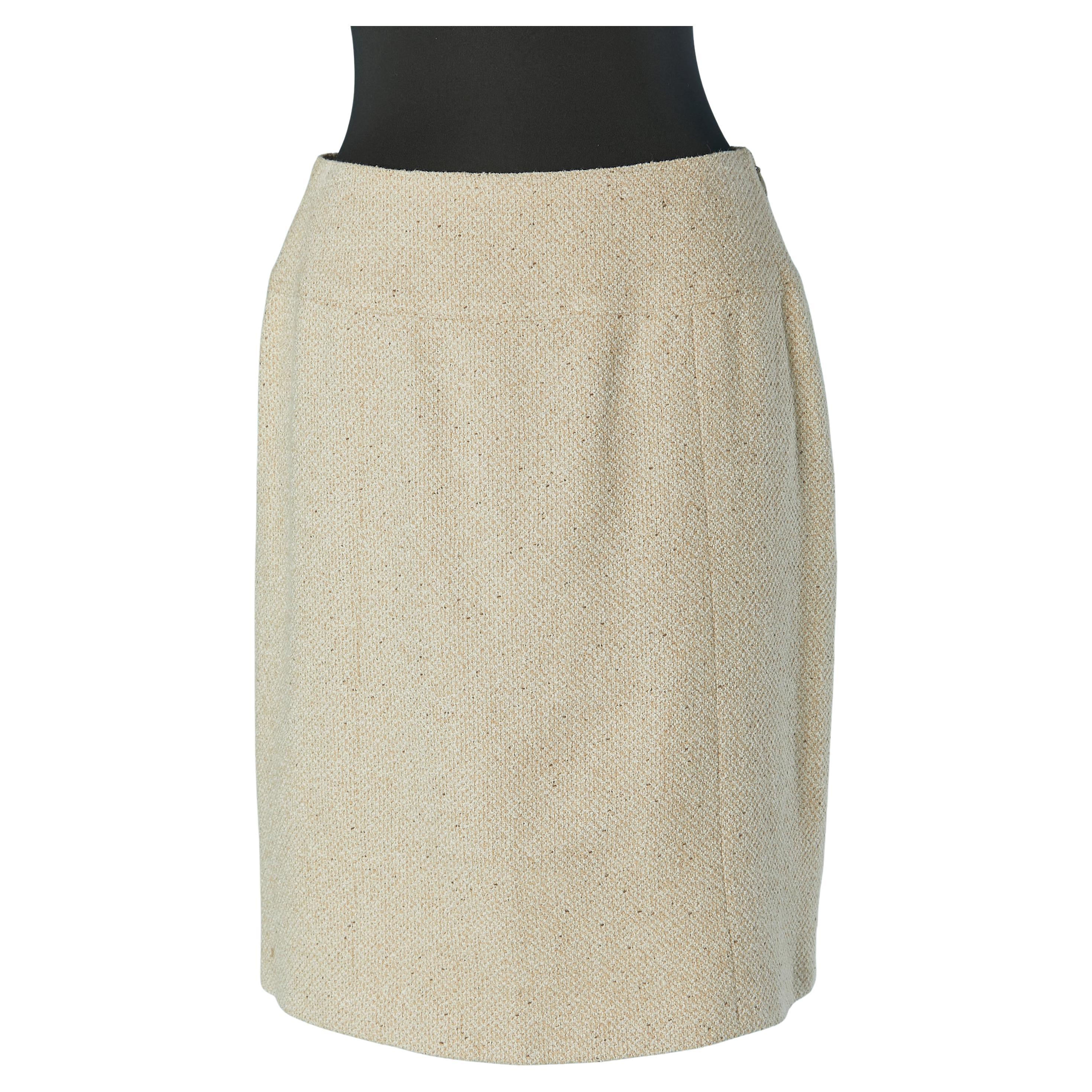 Beige tweed straight skirt CHANEL BOUTIQUE For Sale