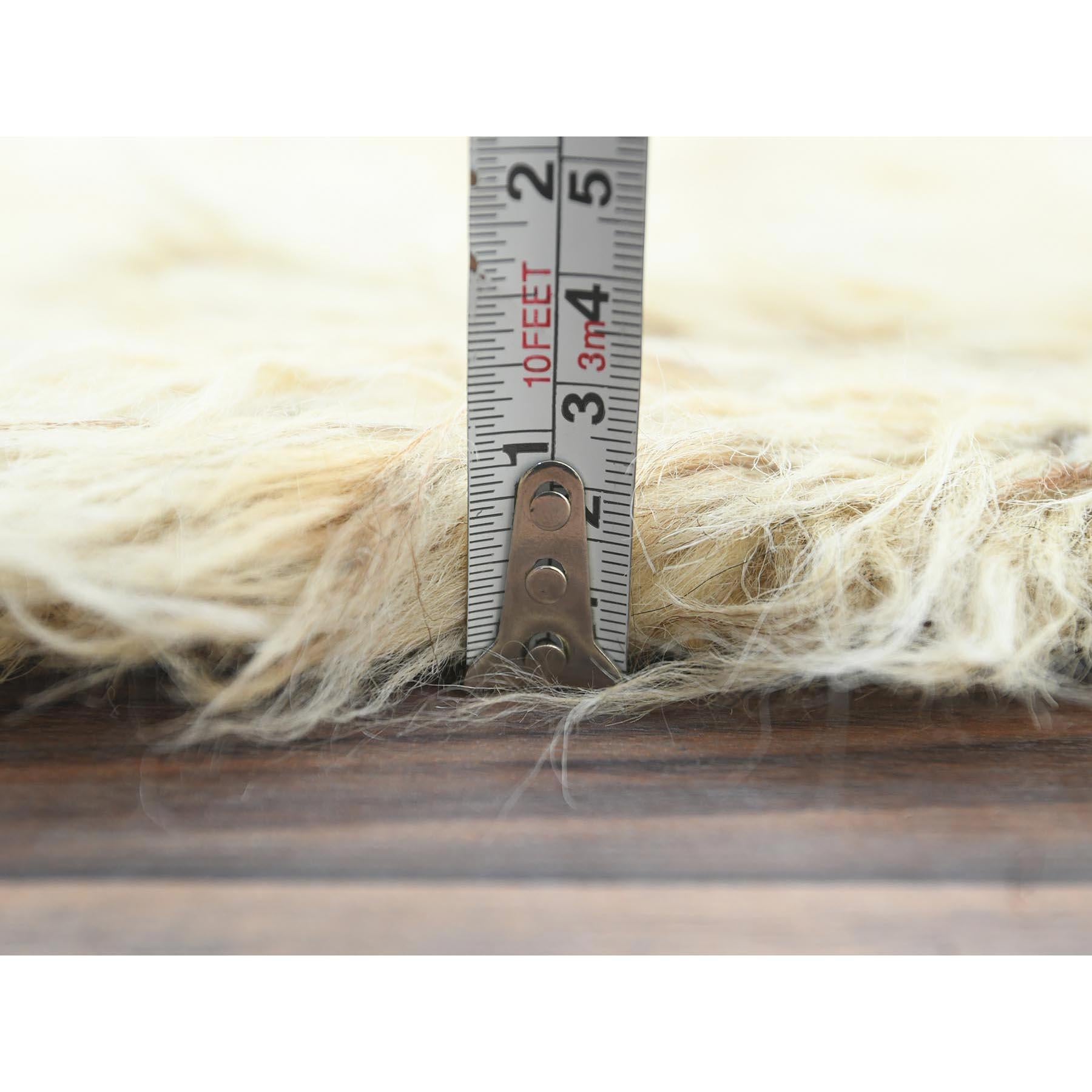 Beige Undyed Natural Wool Hand Knotted Shag Flokati Greek Style Oriental Rug For Sale 4