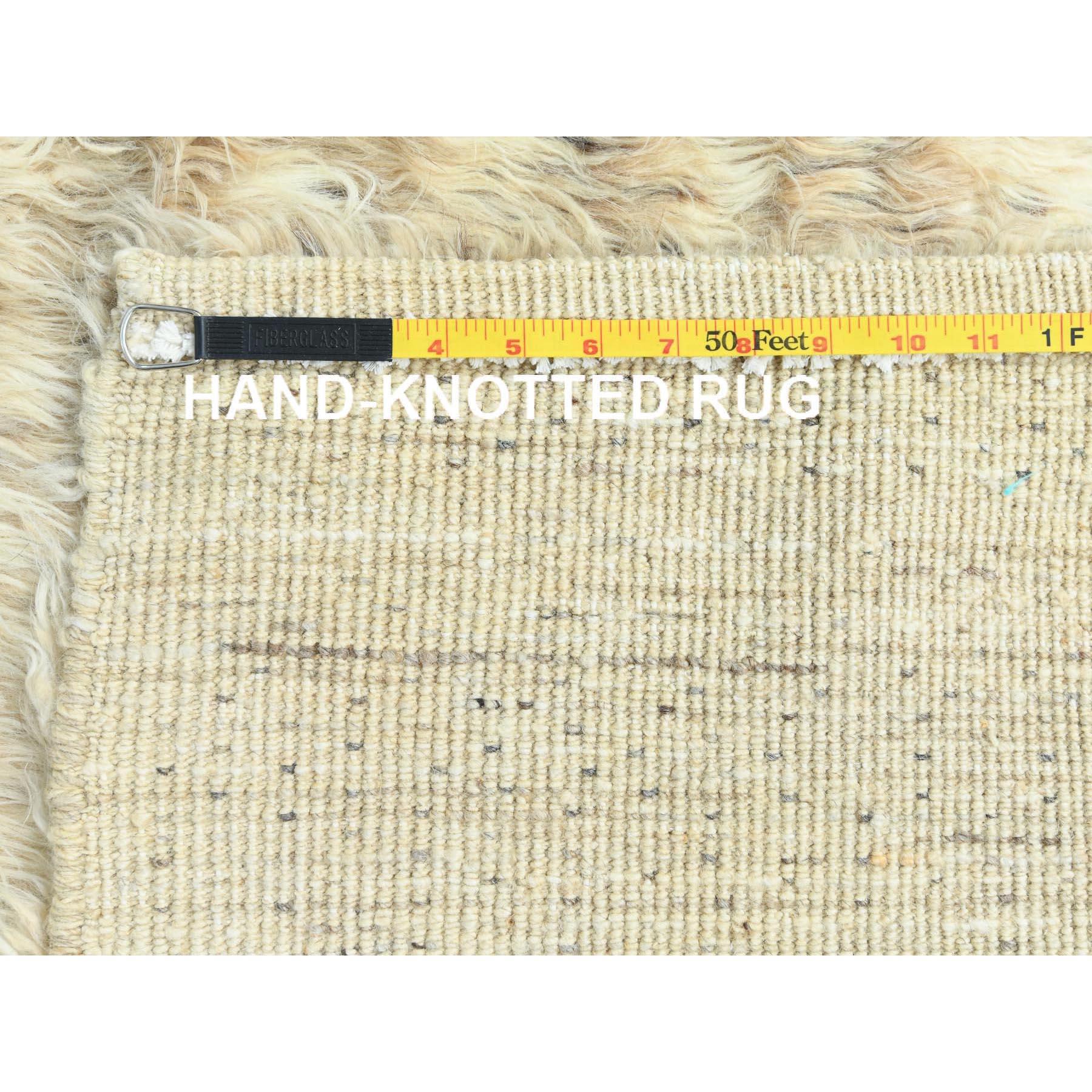 Beige Undyed Natural Wool Hand Knotted Shag Flokati Greek Style Oriental Rug For Sale 5