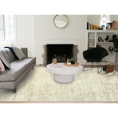 Beige Undyed Natural Wool Hand Knotted Shag Flokati Greek Style Oriental Rug