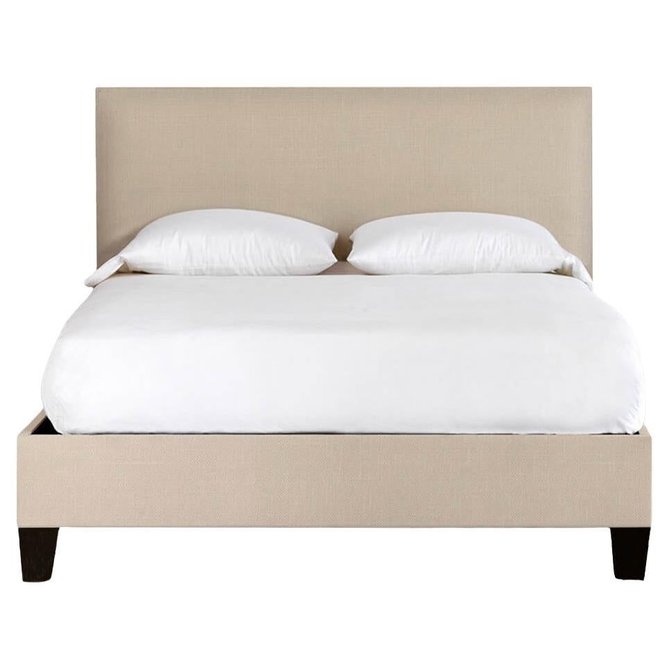 Beige Upholstered Bed Frame US King For Sale