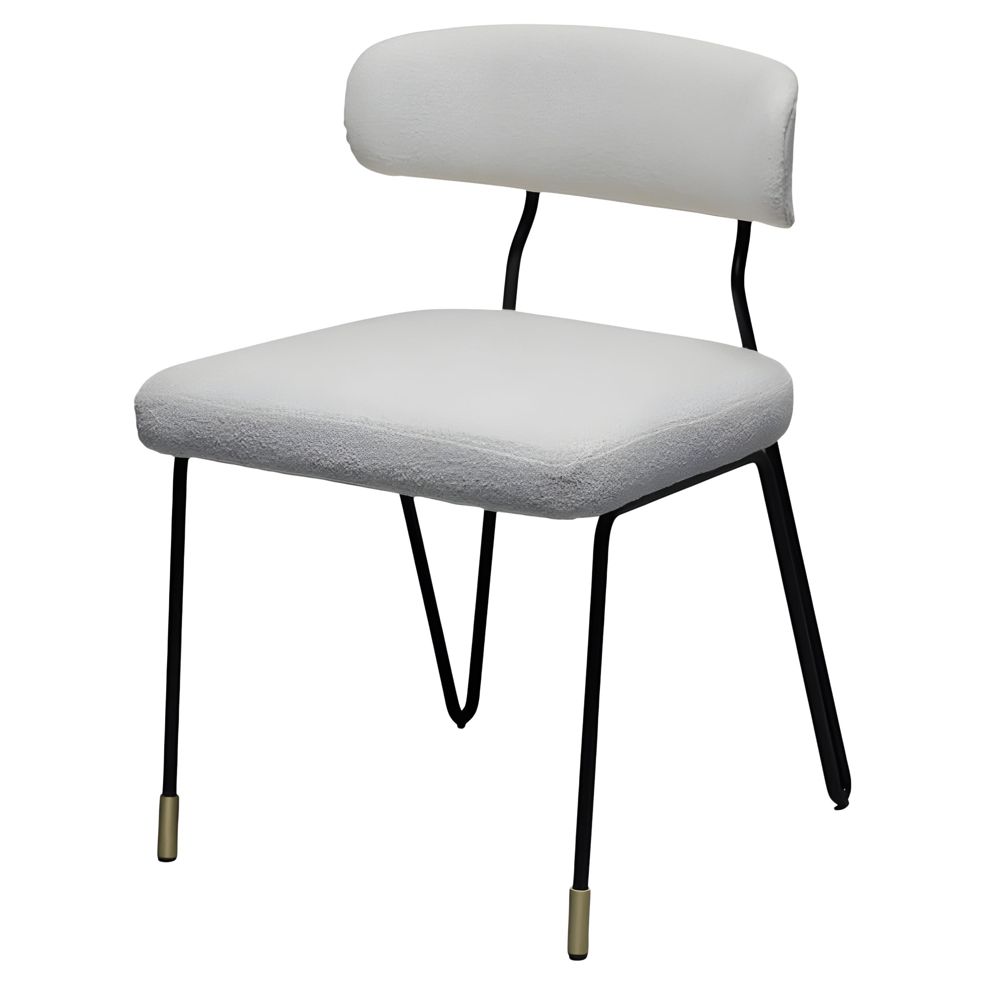 Beige Upholstered Modern Dining Chair by Duistt with Metal Base