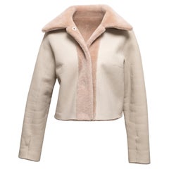 Beige Utzon Wendbare Shearling-Jacke Größe US S