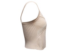 Beige Valentino Silk-Blend Crochet-Trimmed Knit Tank Top Size US S