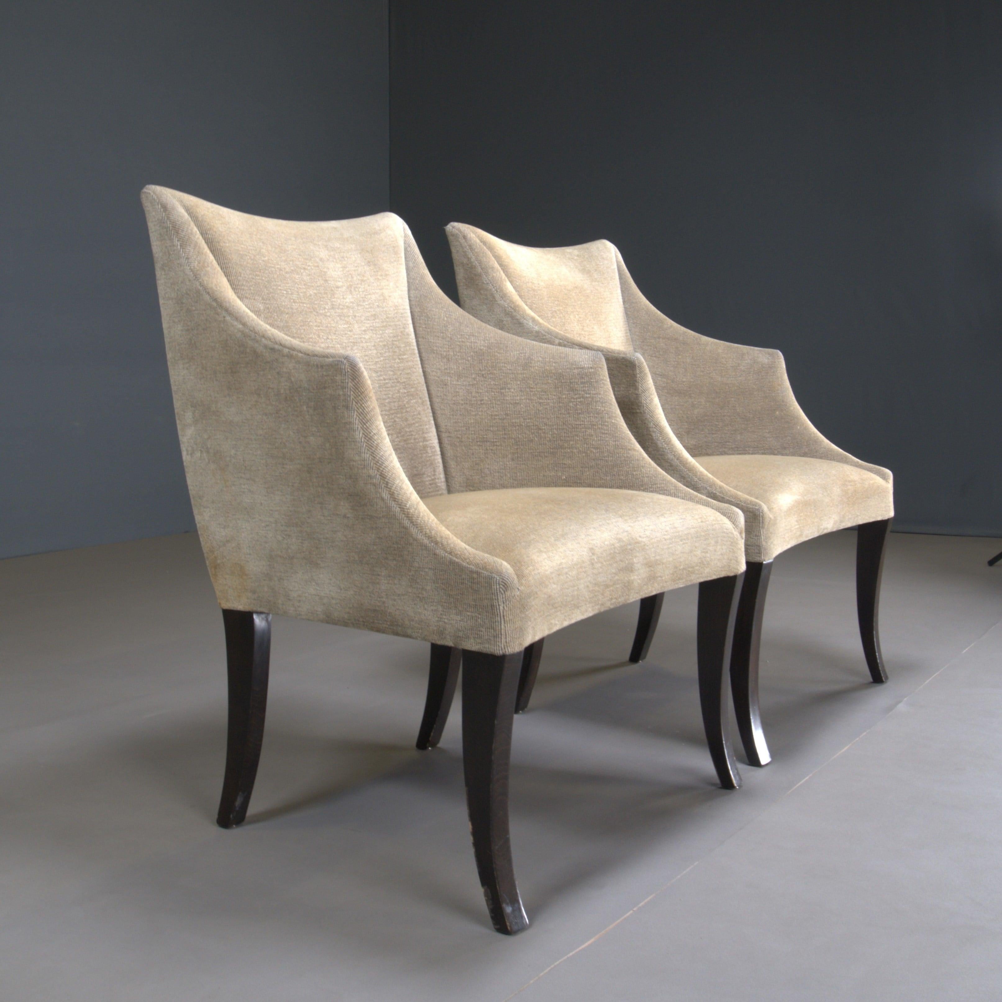 American Beige Velvet Armchair by Donghia For Sale