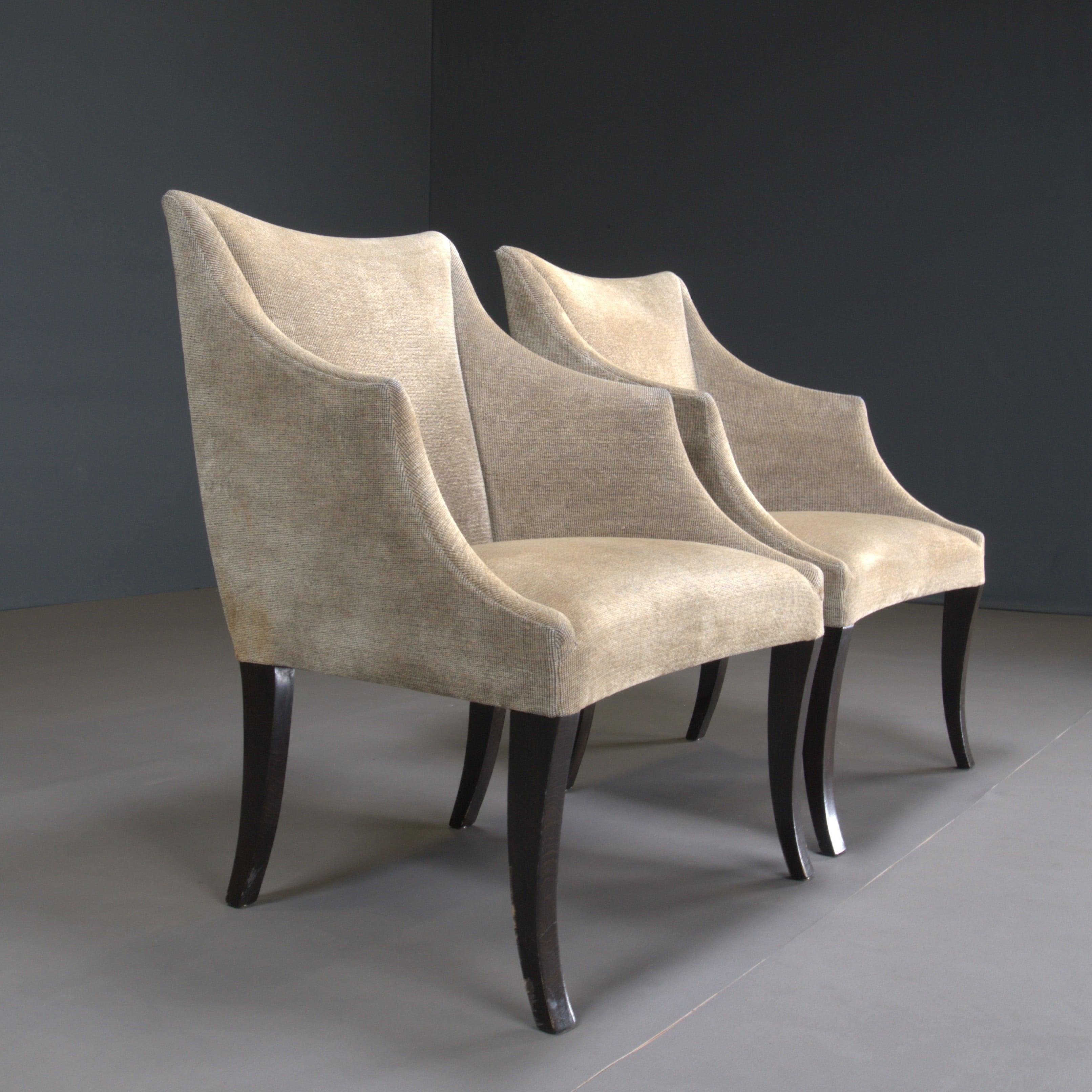 Beige Velvet Armchair by Donghia In Good Condition For Sale In Basildon, London