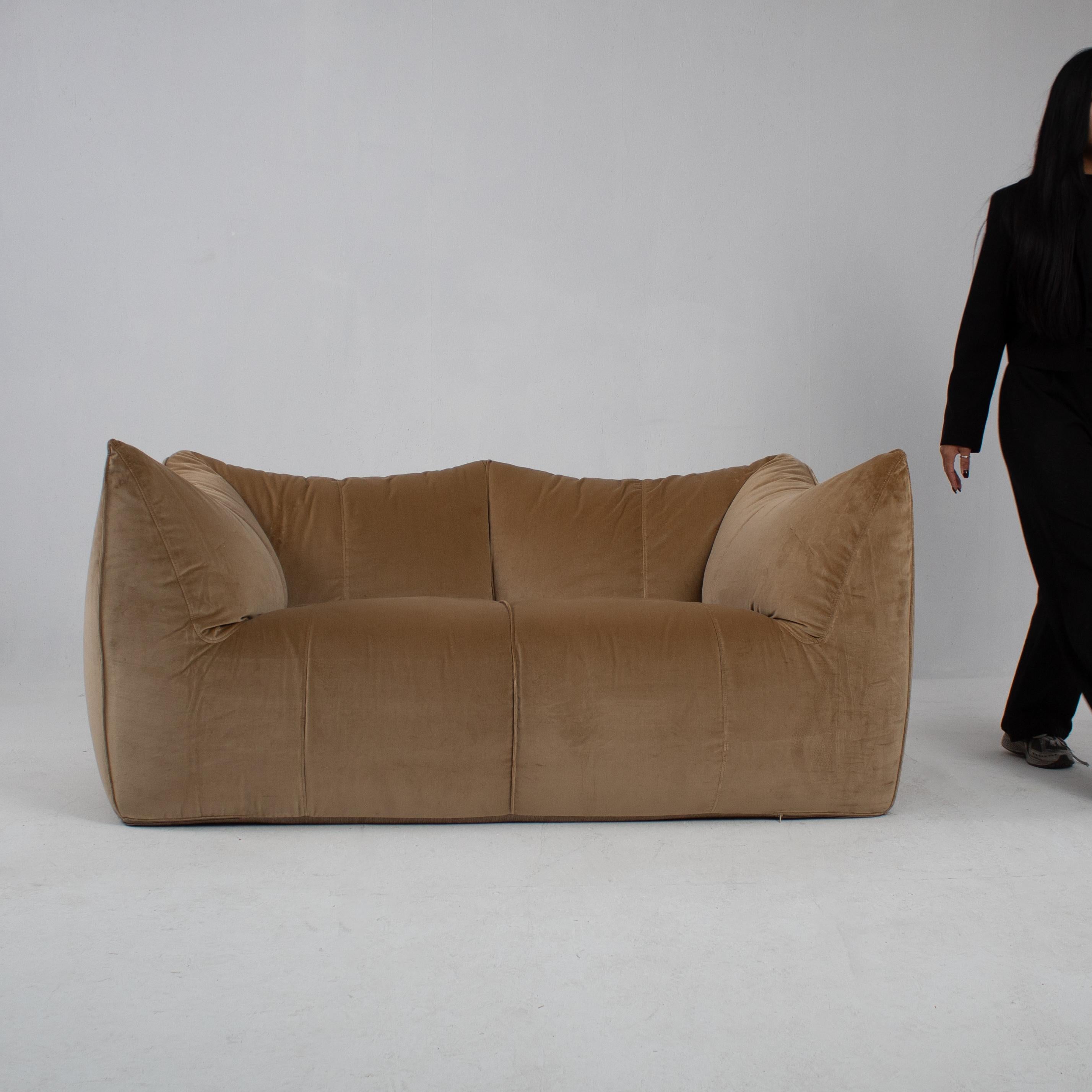 Italian Beige Velvet Le bambole 2seat sofa by Mario Bellini for B&B Italia